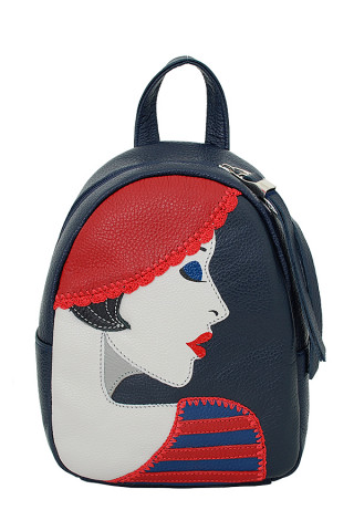 Кожаный рюкзак женский Protege, 372 "Леди №1" синий+красный