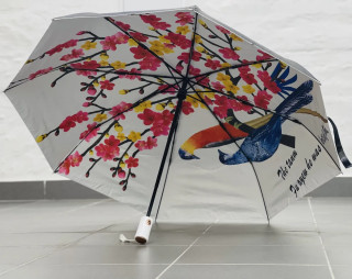 Зонт женский Arman Umbrella 555, полный автомат, чёрно-белый, двухсторонний