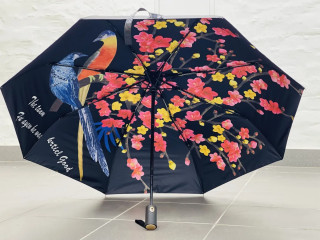 Зонт женский Arman Umbrella 555, полный автомат, чёрно-чёрный, двухсторонний 