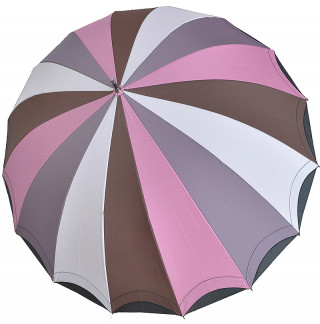 Зонт-трость Три Слона 2110 тёмно-розовый/серый, полуавтомат, 16 спиц
